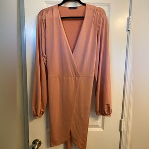 Boohoo pink wrap dress size 22